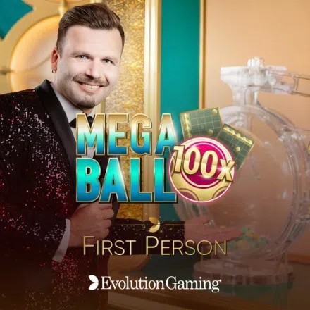 First Person Mega Ball by Evolution, showcased at run4wincasino.top – game logo
