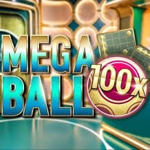 Mega Ball 100x online game logo by Evolution on run4wincasino.top